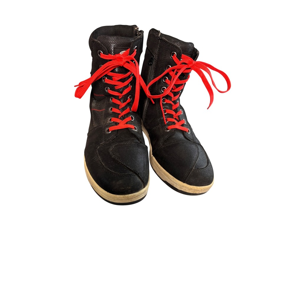 Iron Jias Mens Motorcycle Boots 10 Black Red Sneakers High Top Moto Streetwear